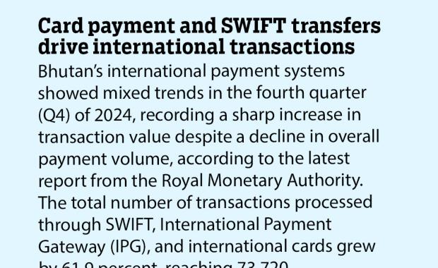 Card payment and SWIFT transfers drive international transactions