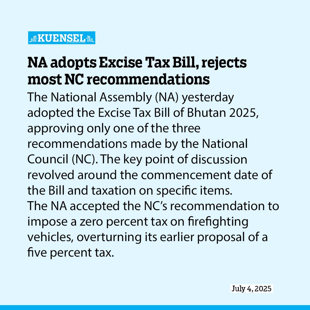 NA adopts Excise Tax Bill, rejects most NC recommendations