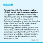 Opposition calls for urgent review of civil service performance system