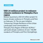 USD 20 million project to enhance climate resilience in Thimphu-Paro region