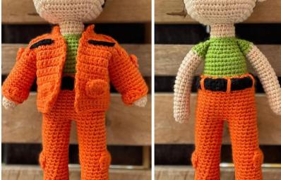 Yarn roses, tiny dolls, and business of careful hands