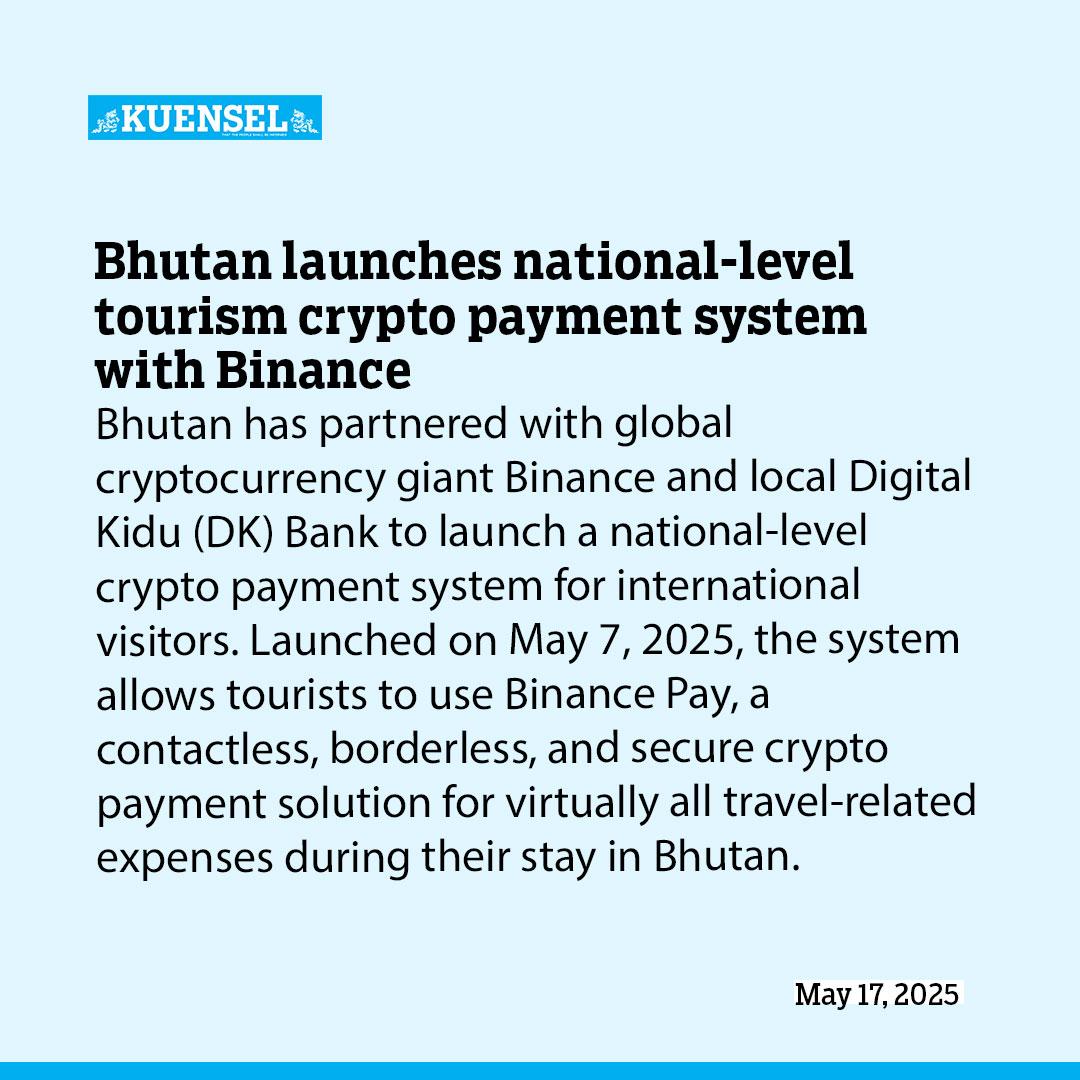 Bhutan launches national-level tourism crypto payment system with Binance
