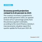 Economy growth projection revised to 8.82 percent in 2025