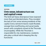 Civic sense, infrastructure can end capital’s woes