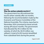 Was the airfare subsidy worth it?