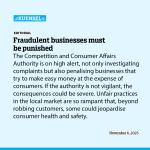 Fraudulent businesses must be punished