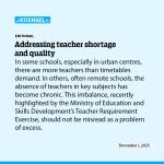 Addressing teacher shortage and quality