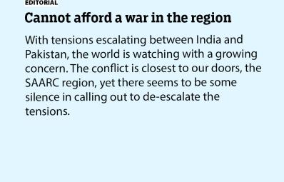 Cannot afford a war in the region