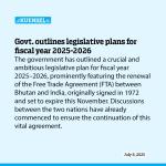 Govt. outlines legislative plans for fiscal year 2025-2026