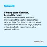 Seventy years of service, beyond the crown