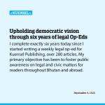 Upholding democratic vision through six years of legal Op-Eds