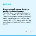 Uneven agriculture and livestock production in third quarter
