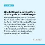 World off target in meeting Paris climate goals, warns UNEP report