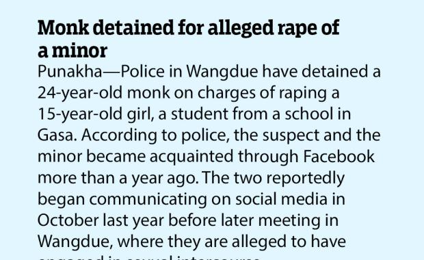 Monk detained for alleged rape of a minor