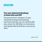 Ten-year Industrial Roadmap to boost jobs and GDP