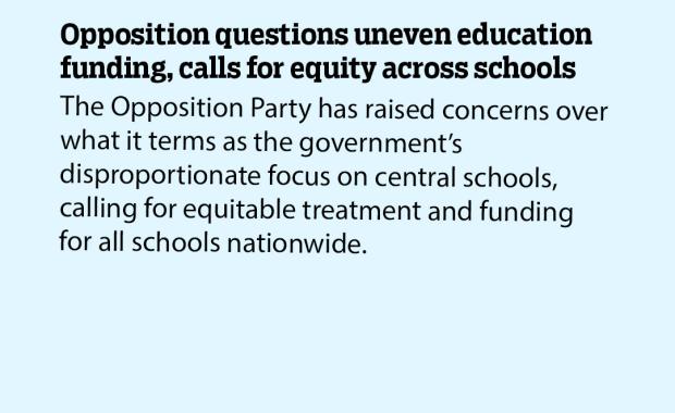 Opposition questions uneven education funding, calls for equity across schools