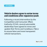 Vehicle dealers agree to revise terms and conditions after regulatory push