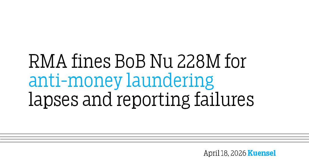 RMA fines BoB Nu 228M for anti-money laundering lapses and reporting failures