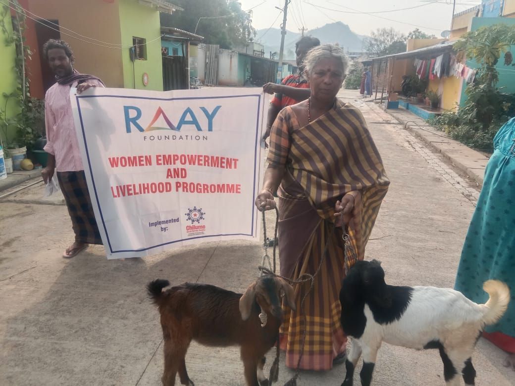 Mother and child receiving support during a community outreach program.