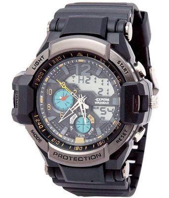 Black Analog-Digital Watch