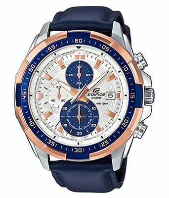 Men Fashion EX306 Blue Leather Analog Men's Watch