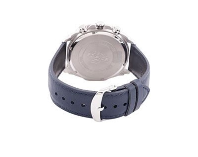 Men Fashion EX306 Blue Analog Leather Strap Watch