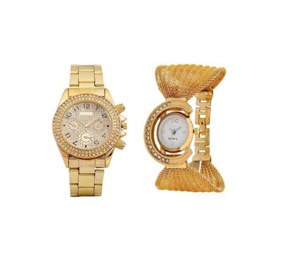 Paidu Gold With Zulo Gold  Men And Women Watch For Combo Pack Of2