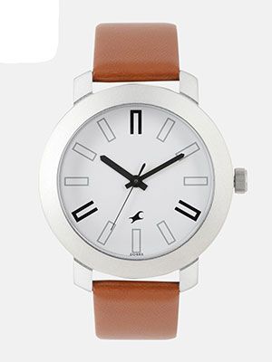 Men White Genuine Leather Analogue Watch NK3120SL01_OR2