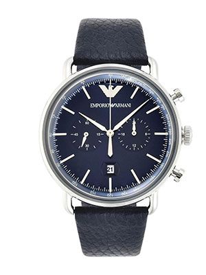 Men Navy Blue & Silver-Toned Analogue Watch