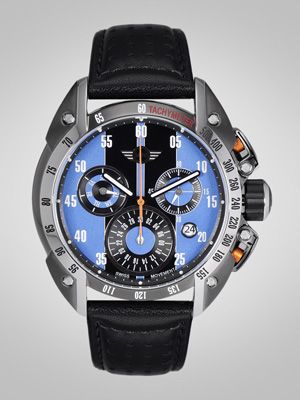 Men Blue & Black Swiss Made Multi Function Watch 360504