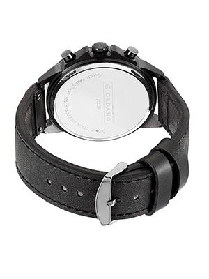 Men Black Analogue Leather Watch C1109