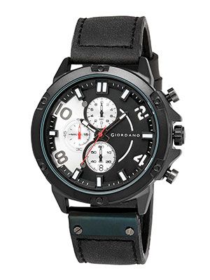 Men Black Analogue Leather Watch C1109