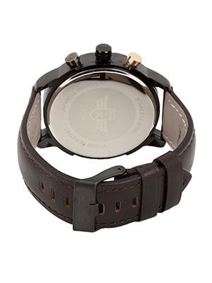 Men Charcoal Grey & Brown Analogue Watch MFB-PN-HP-3640