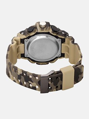 Men Olive Green & Grey Camouflage Print Analogue and Digital Watch MFB-PN-SM-8001