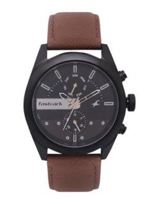 Unisex Black And Brown Analogue Watch