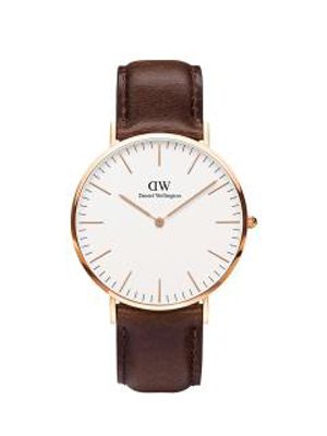 Classic Bristol Men White & Coffee Brown Analogue Watch DW00100009