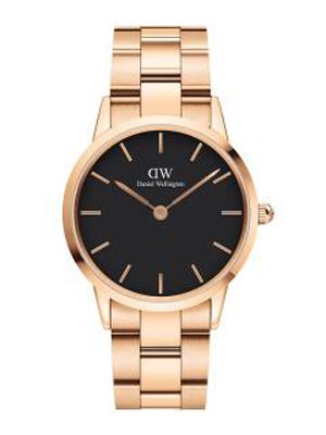 Unisex Rose Gold & Black Iconic Link 36 Analogue Watch DW00100210