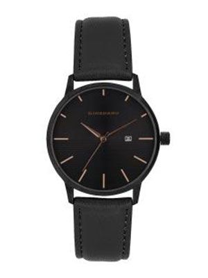 Men Black Leather Analogue Watch GD-4020-03
