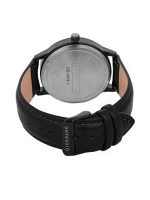 Men Black Leather Analogue Watch GD-4020-03