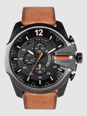 Men Black Factory Serviced Leather Analogue Watch DZ4343