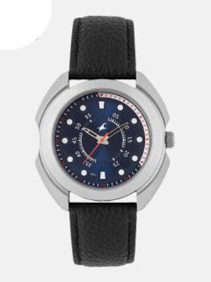 Men Navy Blue Genuine Leather Analogue Watch NK3117SL04_OR2