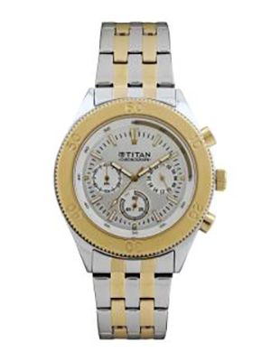 Men Silver-Toned Dial Chronograph Watch NE9324BM01J