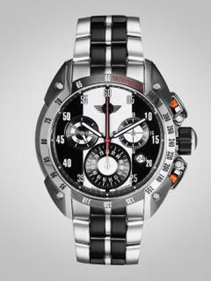 Men Black & Silver-Toned Swiss Made Multi Function Watch 360127
