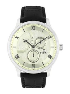 Men Cream-Coloured Analogue Leather Watch 90101SL01