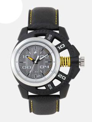 Men Grey Genuine Leather Analogue Watch 38028PL01J