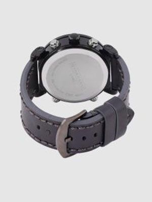 Men Black Analogue and Digital Leather Watch C1180-03