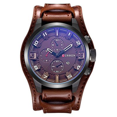 Men  Brown Leather Analog Watch for Men