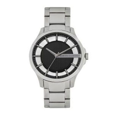 Men Black Textured Dial Watch AX2179I
