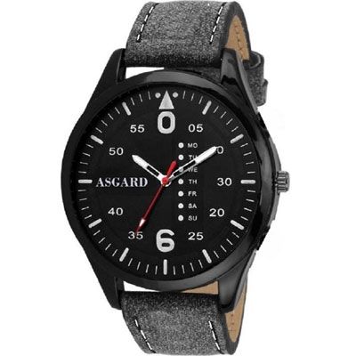 Round Dial Black Leather Strap Quartz Watch For Men