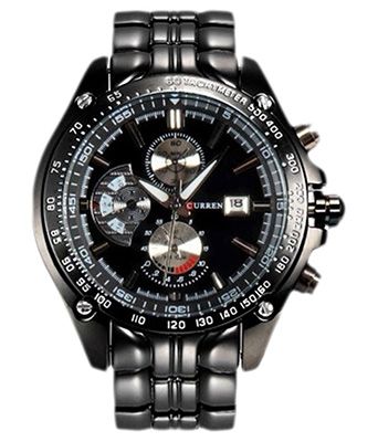 Black Analog Watch (Non-Functional Chronograph)